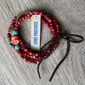 NWT Semi-Precious Beads, Happy Buddha, Converts Into Bracelet Or Necklace